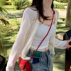 Na Meifen ~ 日焼け止めカーディガン薄い女性のアイスシルクニットジャケット夏アウターブラウストップ白空調シャツ