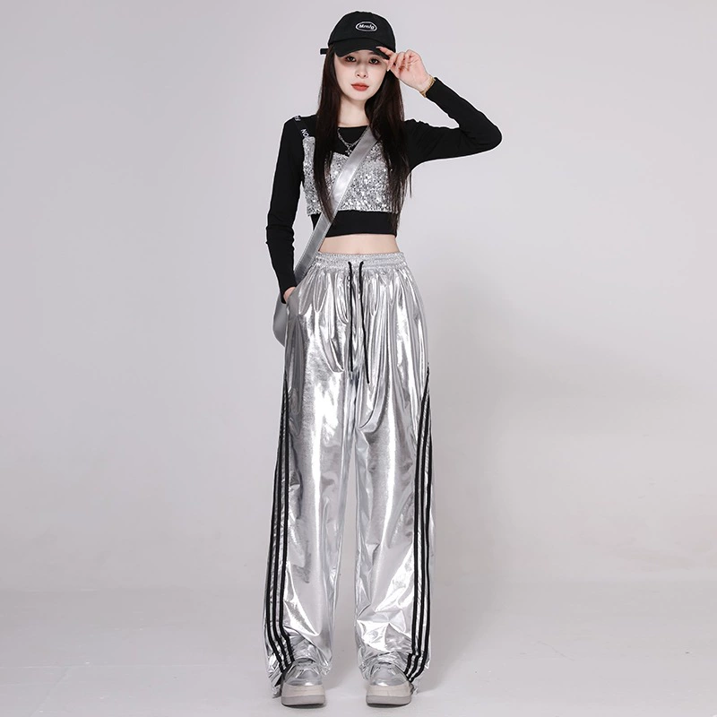 Корея́нские танцевальные наряды для группы K-pop, джазовые, короткие топы с блестящей casual брюками