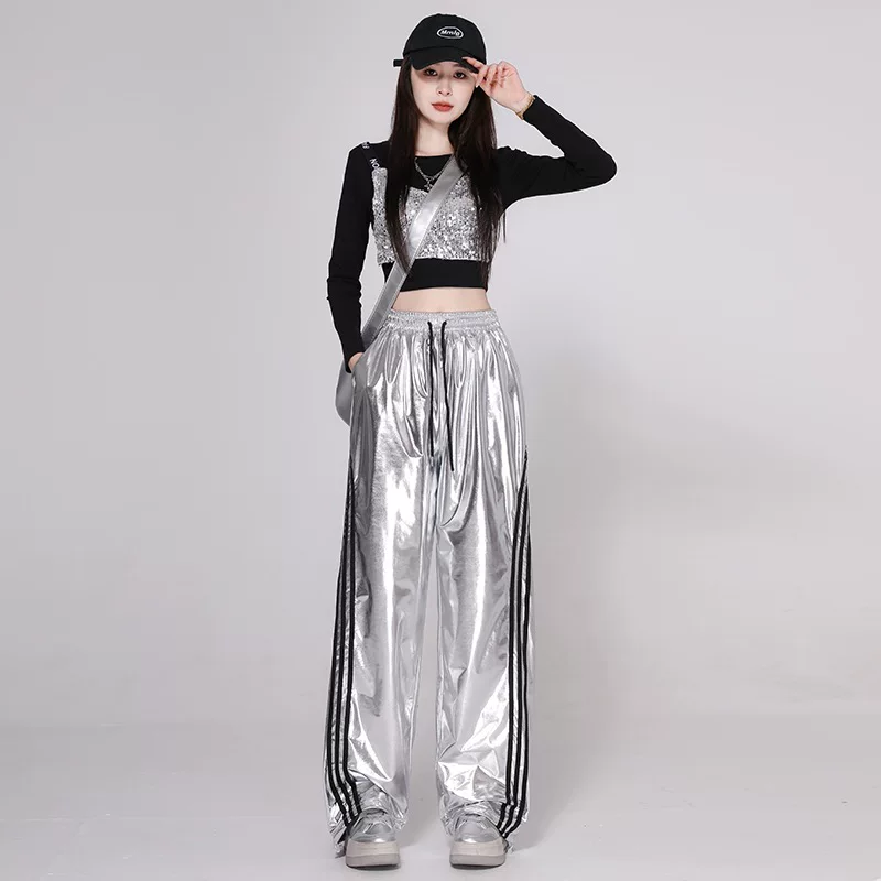 Корея́нские танцевальные наряды для группы K-pop, джазовые, короткие топы с блестящей casual брюками