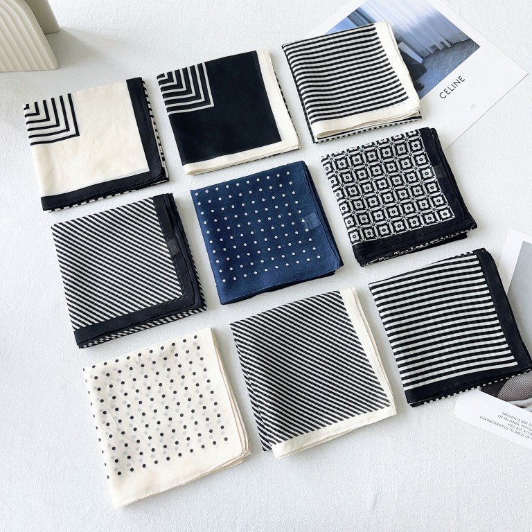 ¡Deja tu propio dinero! Mezcla de algodón puro de seda Los bloggers coreanos recomiendan ins Pañuelo de seda de flores de anacardo literario retro Pañuelo cuadrado pequeño