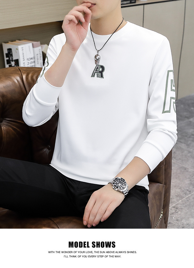 Frühlings-Hoodies für Männer, Slim-Fit-Trend, Hemd mit Rundhalsausschnitt für junge und hübsche Herbst-Langarmshirts_voghion.com