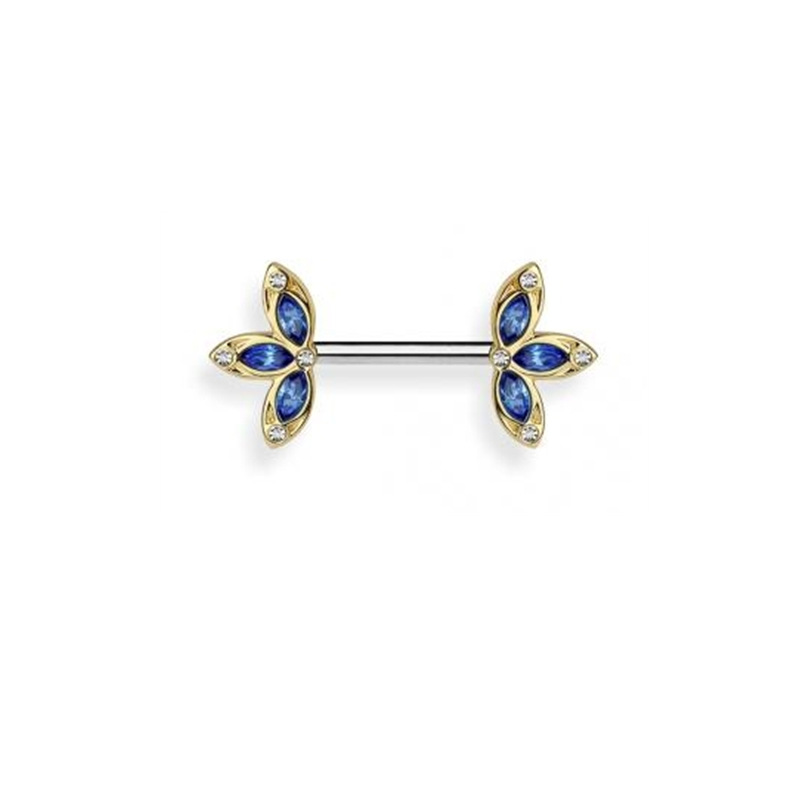 New Product Clover Symmetrical Diamond-studded Flower Breast Ring Piercing Jewelry display picture 6