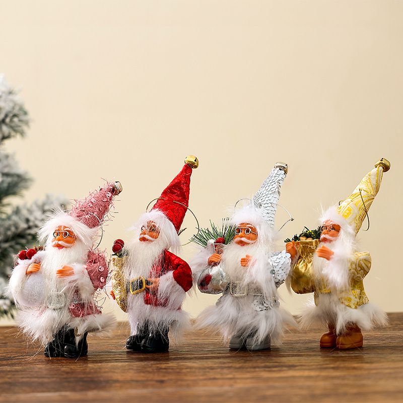 Cross-border Christmas tree pendants, atmosphere decoration supplies, elderly doll ornaments, children's gifts, 5-inch silicone dolls