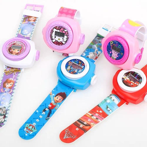 Children's cartoon watch toy watch girl boy baby kindergarten gift 3D projection electronic watch