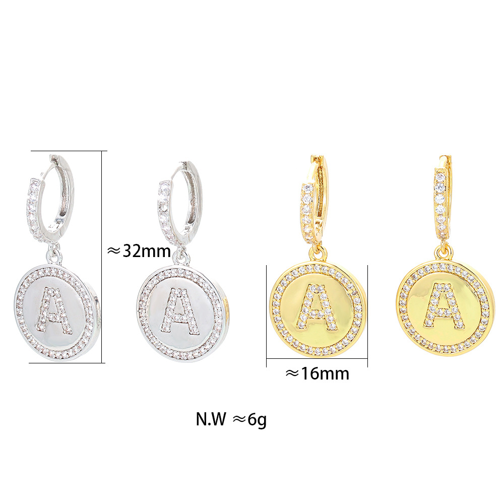 Hip-hop Rondes De Marque Boucles D&#39;oreilles En Zircon Micro-incrusté En Gros display picture 2