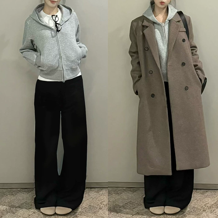 Серый короткий свободный двойной молния с капюшоном свитер женский весенний и осенний кардиган 2025 новый топ