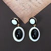 Black white earrings, silver needle, ear clips from pearl, silver 925 sample