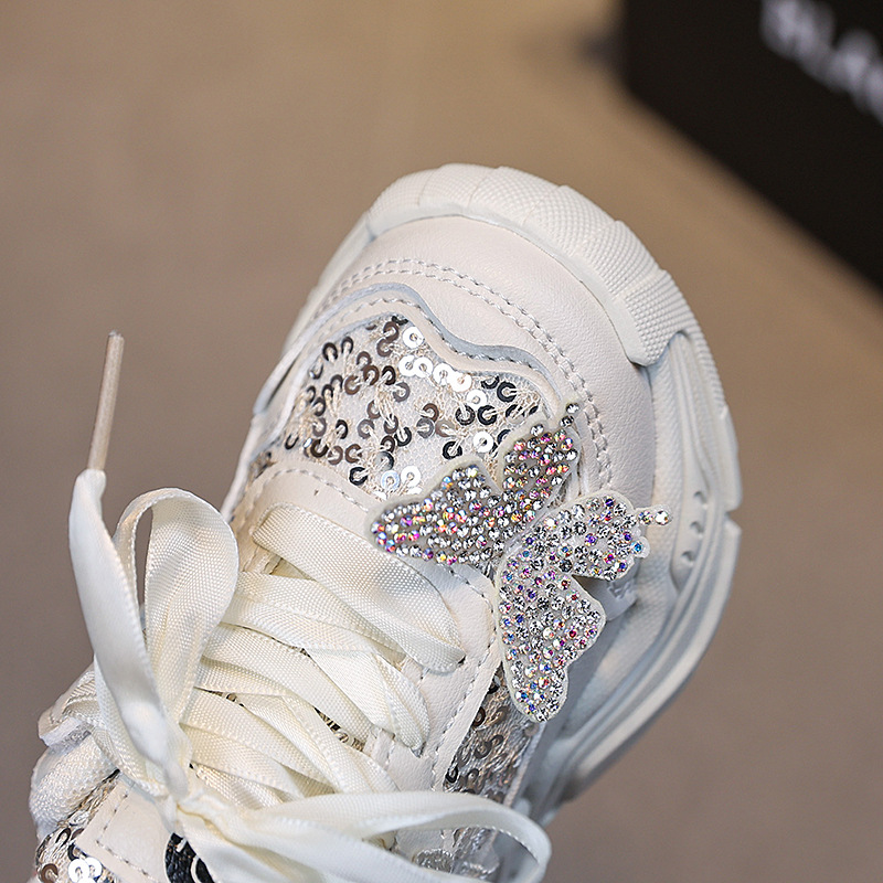 Girls' Spring Sneakers Princess Style Baby Fashion Shoes With Soft Sole Sequin Butterfly_voghion.com