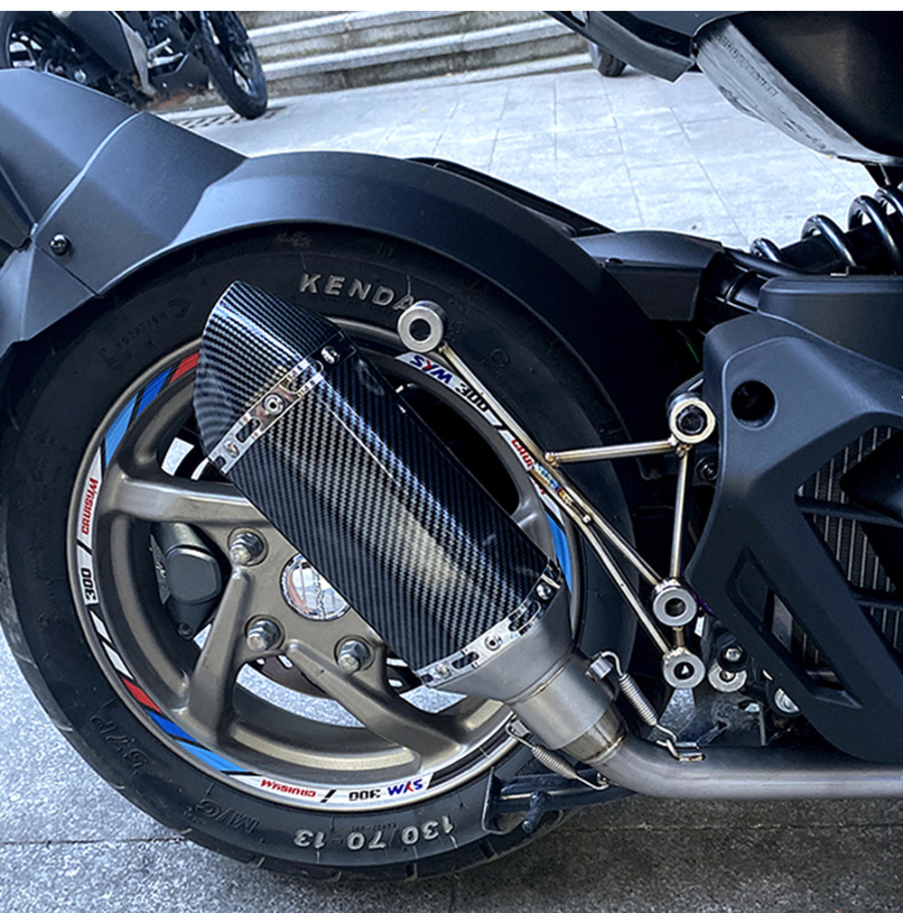 Suitable for Sanyang motorcycle DRG158 7 front exhaust pipe full section stainless steel exhaust modified carbon fiber tail section