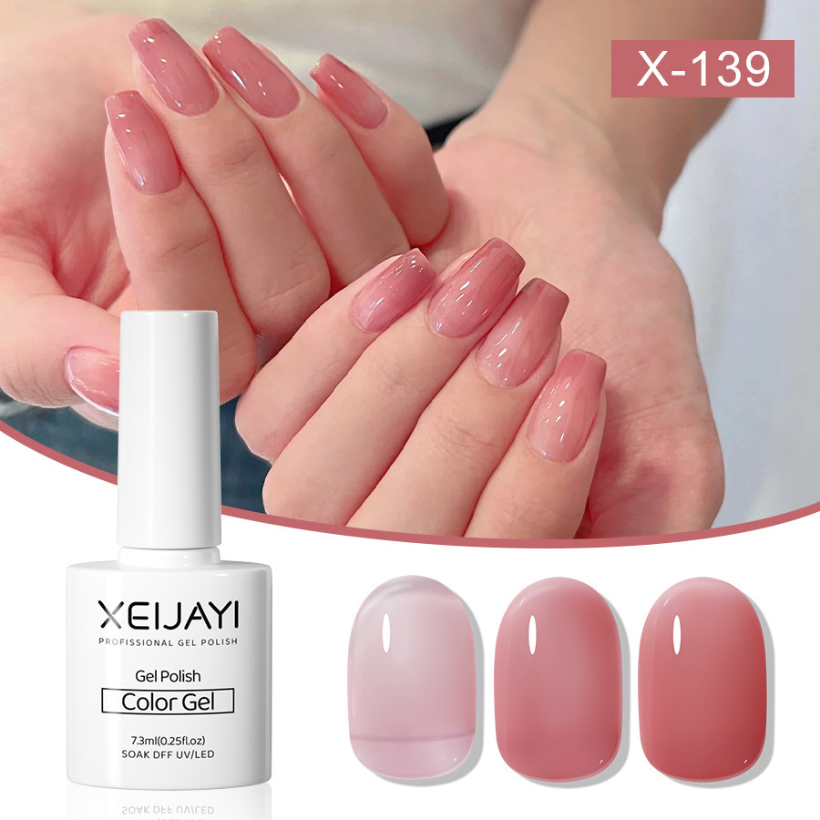 Nail Polish glue nude color ice transparent glue New Internet celebrity popular color jelly nude pink nail phototherapy glue for nail salon