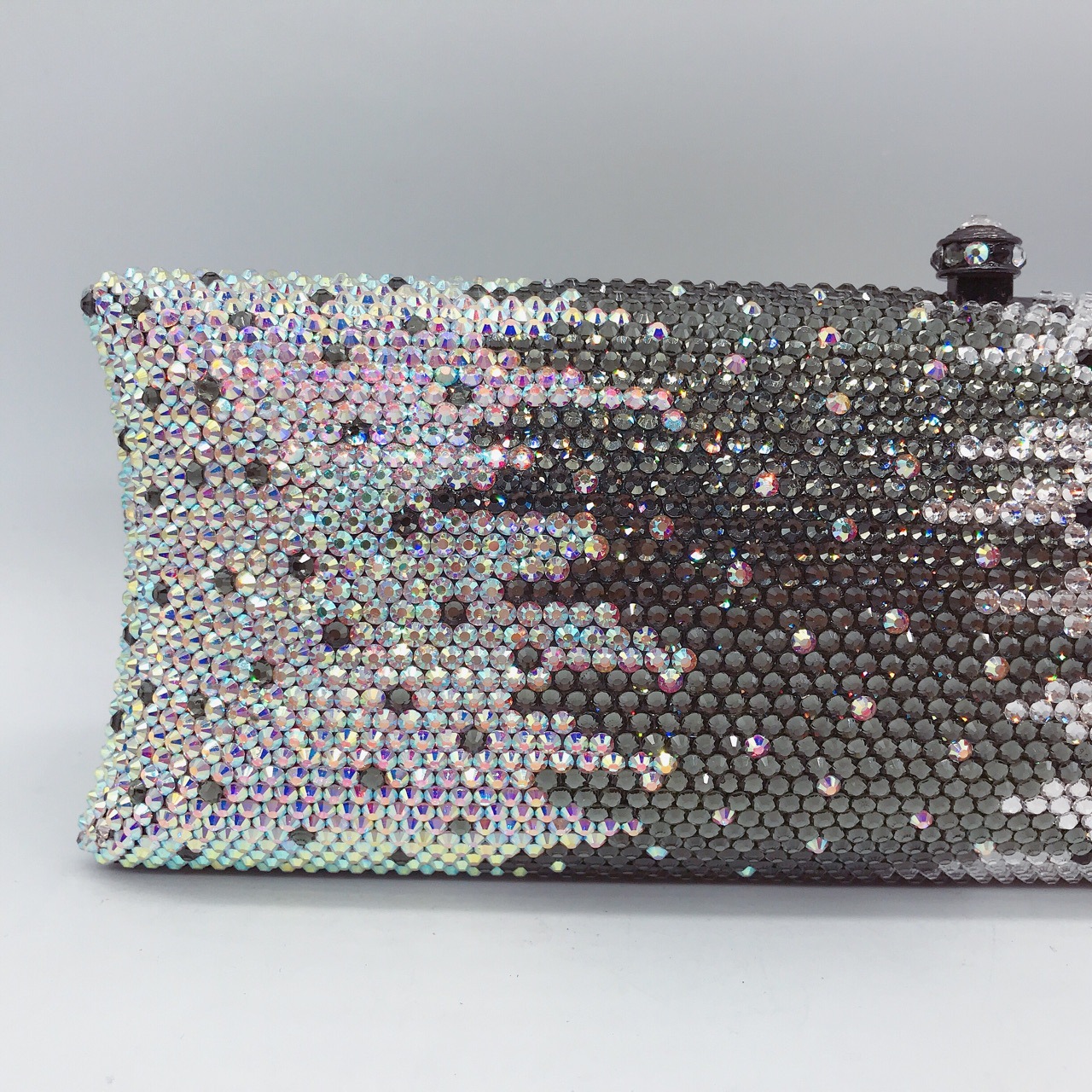 Túi clutch nữ đính đá rhinestone cầm tay hộp cứng dự tiệc — 10 # xanh ngọc chi tiết 13