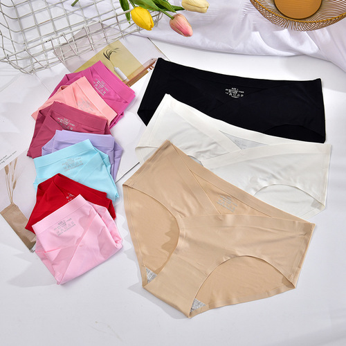 Ice silk seamless pregnant women's underwear low-waist, comfortable breathable belly support during pregnancy, one-piece seamless U-shaped belly support
