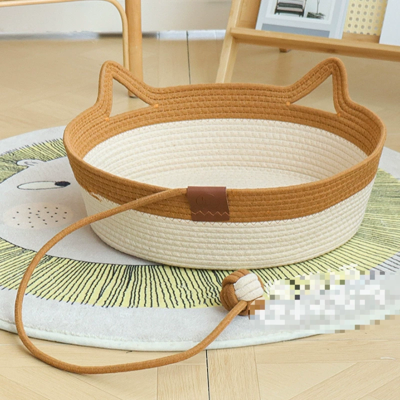 Кошачье гнездо из ротанга, доска для кошачьих когтей, цельный шарик для самостоятельного удовольствия, универсальное плетеное гнездо ручной работы для всех сезонов, устойчивый к царапинам бытовой коврик для кошек и кошачья кровать.