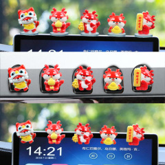 2024 Chinese Zodiac Dragon Year Wake-up Lion Dragon Baby Car Ornament Good Luck Charm Waving Small Ornament Cute Cartoon Car Decal for Women