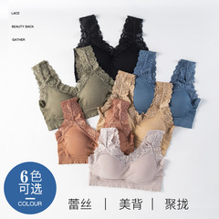 Lace Queen Beautiful Back Wrapped Breast Tube Top Camisole Without Wires with Breast Pads Push-Up Bra Sleeping Underwear for Women