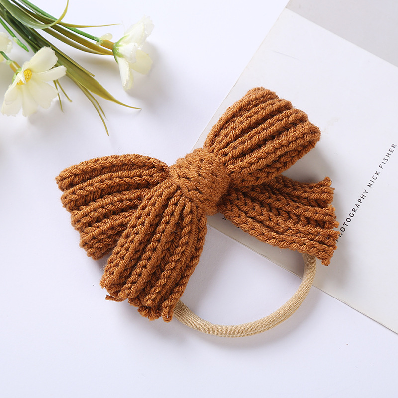7-color Autumn And Winter New Baby Wool Bow Nylon Headband display picture 4