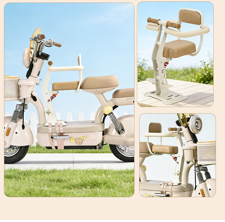 Electric Vehicle Child Front Seat, Foldable, Suitable for Babies Aged 8 Months to 8 Years, Two-Way Seat with Shock Absorption Safety Seat