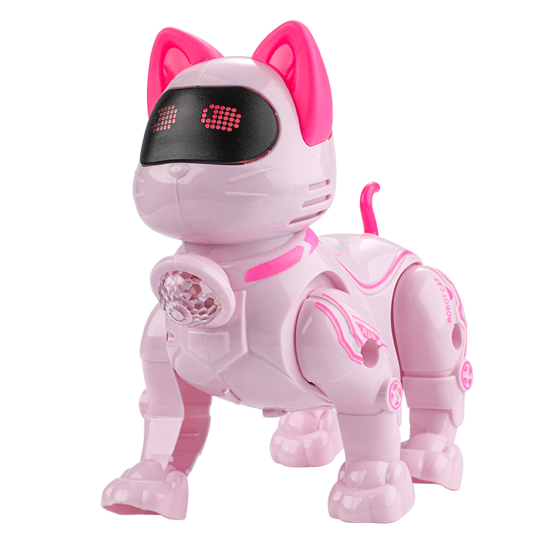 Los niños tiran de cuerda robot gato simulación camina maquinaria de mascota gatito bebé acompañante juguete luz música
