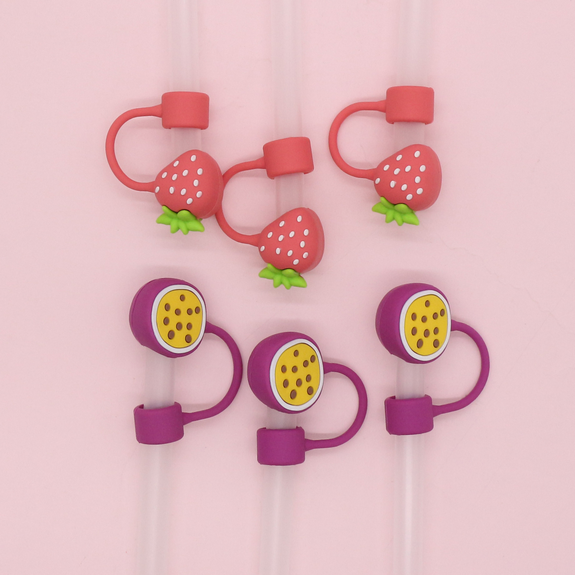 Spot Tapa de paja de fresa de 12mm Tapa de paja de taza de agua Stanley Tapa de paja de goma blanda de gran diámetro Tapa de paja de fruta al por mayor