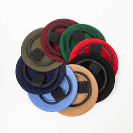 秋冬羊毛呢职业贝雷帽学院训练保安门岗帽子PU人革包边可调节系绳