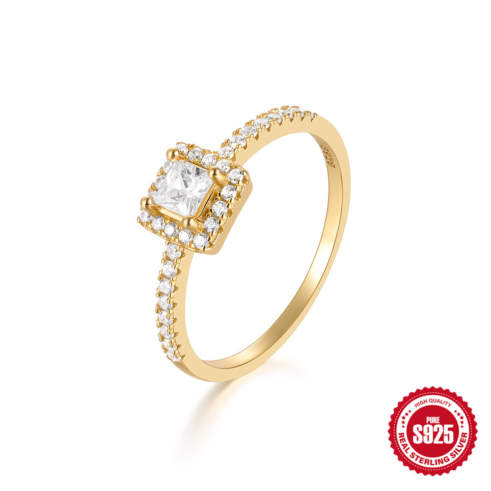 Anillo de lujo de diamante completo Anillo de cena de banquete avanzado Anillo de compromiso Anillo de diamante de boda Anillo de dedo índice