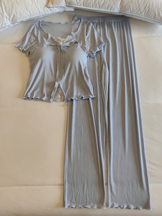 Modal Pajamas for Women Spring and Summer with Padded Short-Sleeved Pants Two-Piece Set New Internet Celebrity Style High-End Home Wear