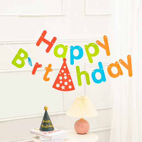 Bulk Birthday Party Triangular Color Banners with Lights Birthday Decoration Scene Setup Trunk Kindergarten Banner