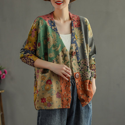 Ethnic knitted autumn retro cardigan