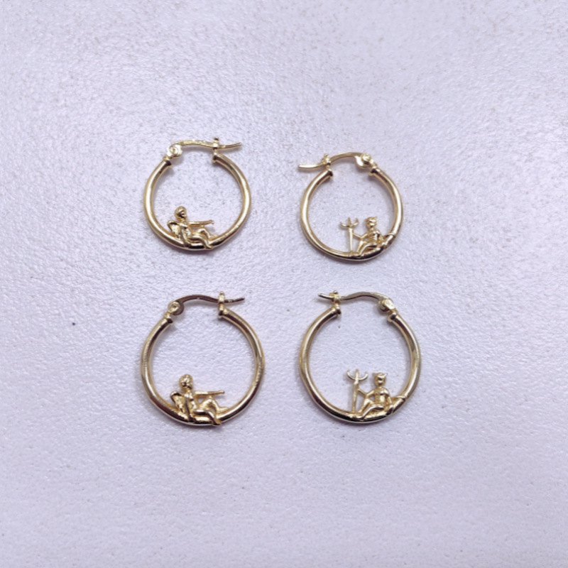 Copper plated devil and angel earrings, fashionable non mainstream earring accessories_voghion.com