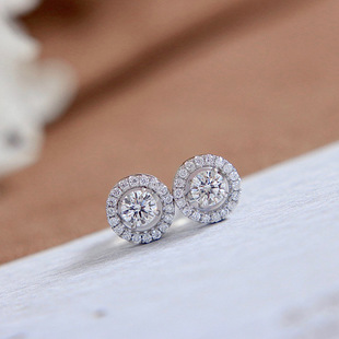 Real gold real diamond Women 18K white gold diamond earrings natural diamond fashion earrings a wear jewelry goods