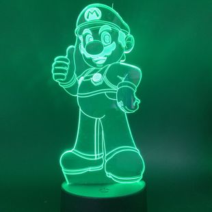 Mario peripheral 3D night light creative cartoon led luminous touch seven-color atmosphere decorative table lamp ornaments