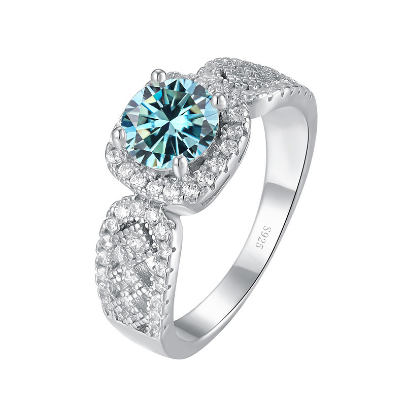 Plata esterlina 1 quilates de piedra de mosaico lujoso anillo de boda princesa anillo de encaje retro transfronterizo