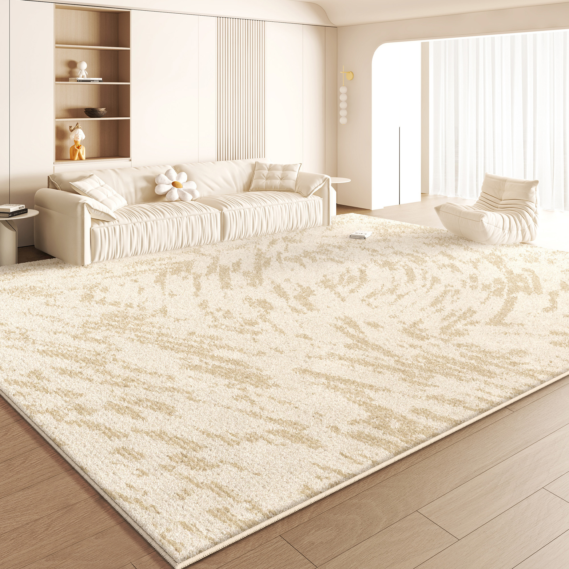 Nuevo alto grado de sensación de alfombra espesa de viento crema imitación de cashmere impermeable sin lavado se puede limpiar la almohadilla de mesa de té de la sala de estar del dormitorio