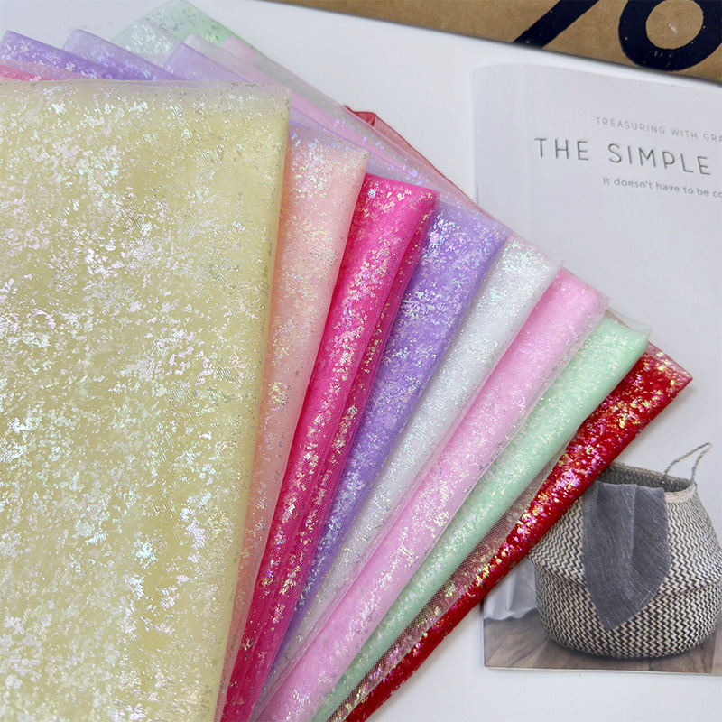 Polyester Phantom Sequins Fabric Perm Film Perm Silver Organza Fabric Mermaid Ji High-gloss Tutu Skirt Diy Mesh