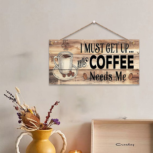 in stock Wooden Coffee Sign Wall Decorations Wall Hanging Art Home Decoration Vintage Coffee Shop Kitchen Hanging