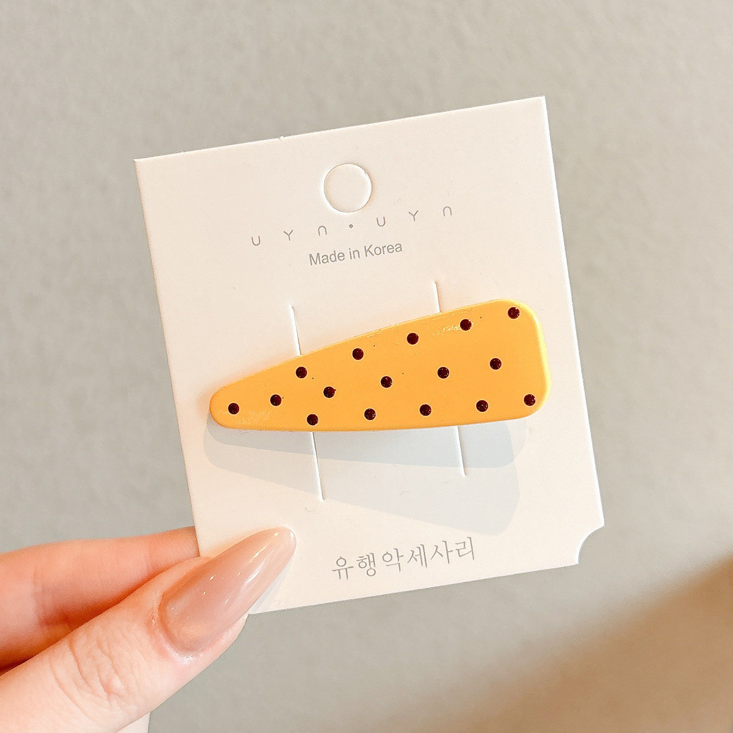 1# yellow polka dot hairpin about 5.7cm