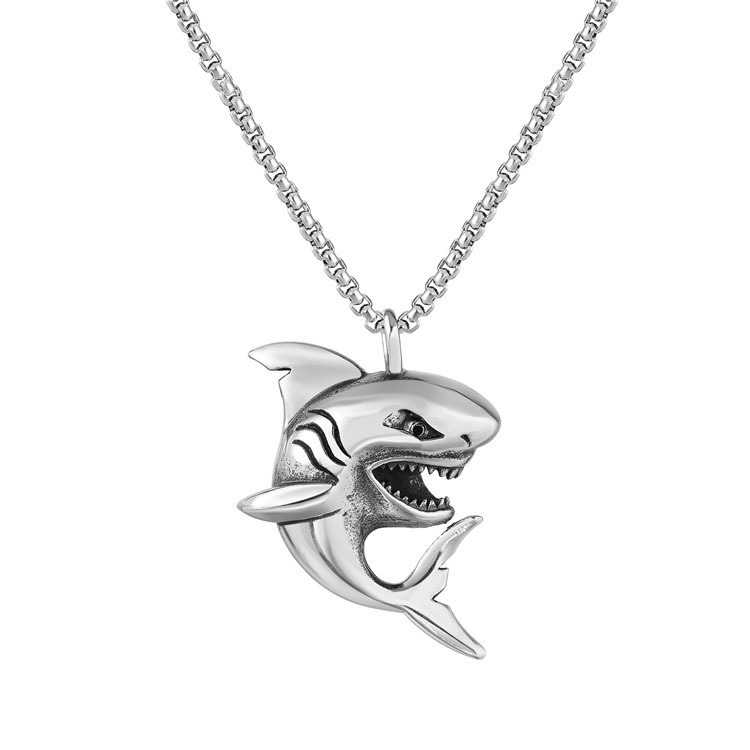 Street Occasion Stainless Steel, Alloy Material Hip-hop Shark Stainless Steel Alloy Plating Men's Pendant Necklace