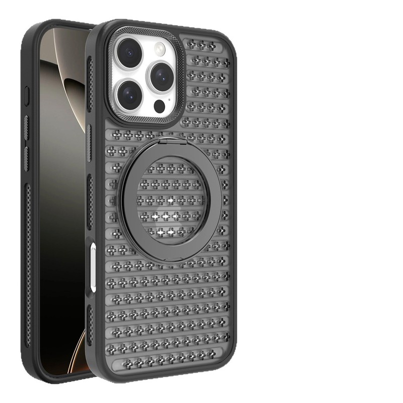 放熱に適した Apple 16Promax 磁気 360 スタンド携帯電話ケース iPhone15Pro アイススキン落下防止と滑り止め|undefined