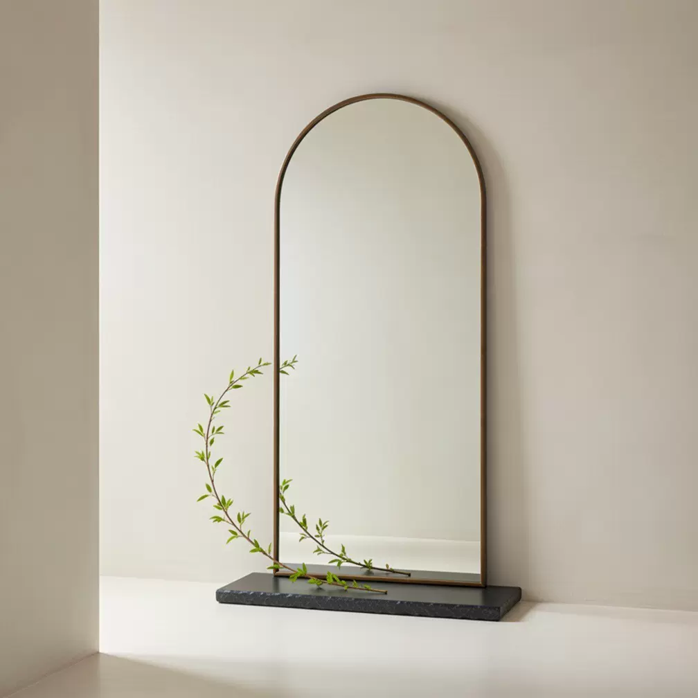外贸出口北欧极简金属框架拱形镜子全身镜立式落地镜玄关穿衣镜