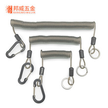 不锈钢丝失手绳户外钓鱼渔具防丢绳便携拉伸挂绳弹簧绳防脱安全扣