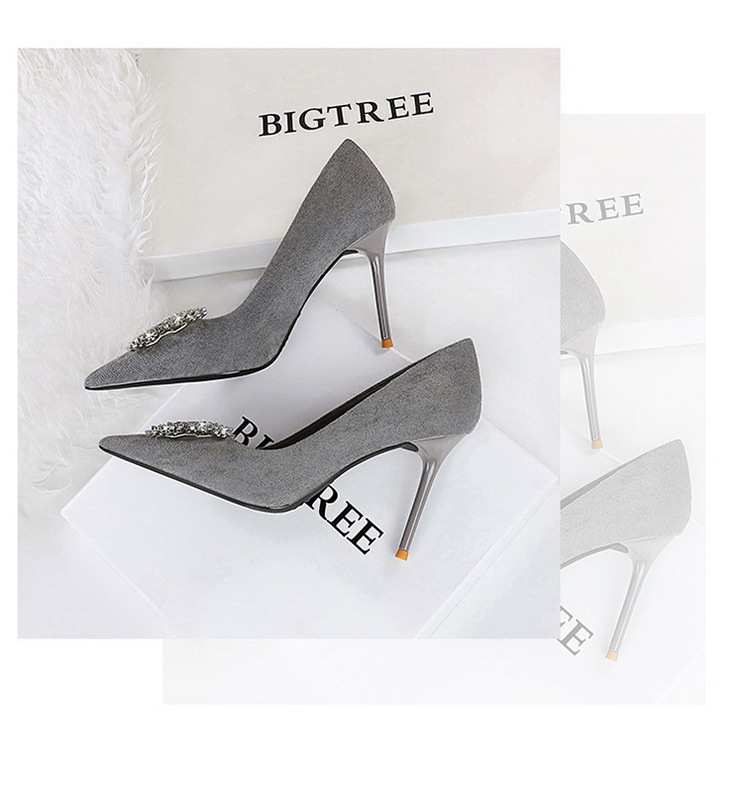 Women's Shoes banquet high heels stiletto women's shoes suede shallow mouth pointed metal butterfly rhinestone single shoes_voghion.com