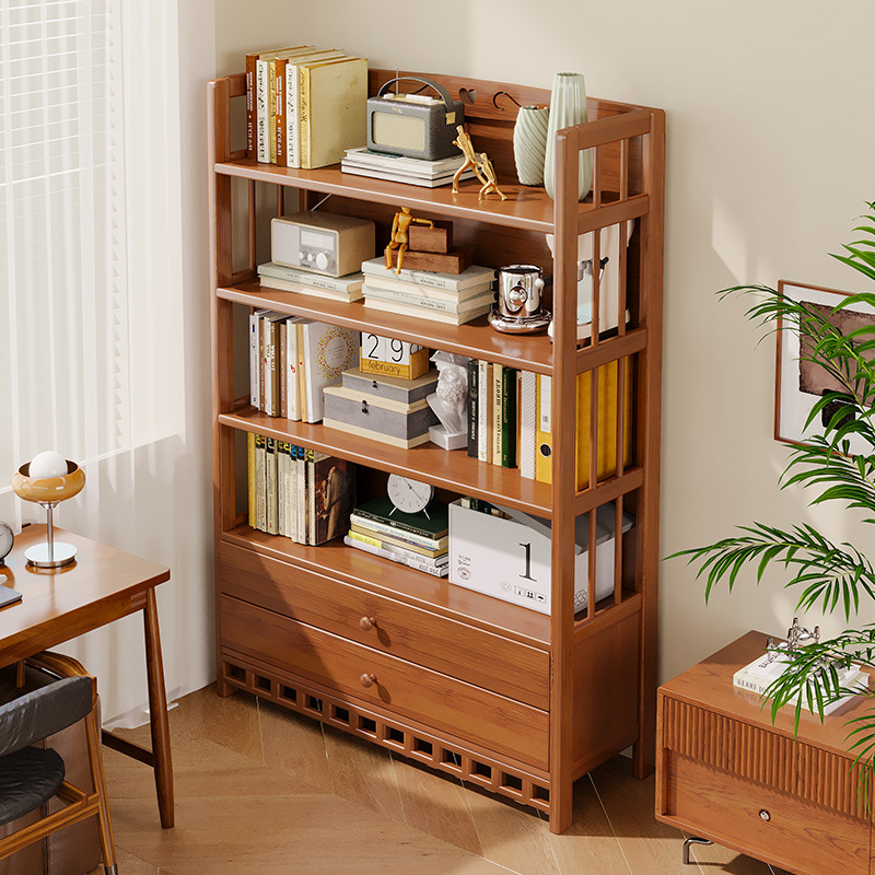 Simple Bookshelf Sideboard Living Room Household Large-Capacity Storage Cabinet Tea Tea Set Storage Rack Chinese Storage Rack