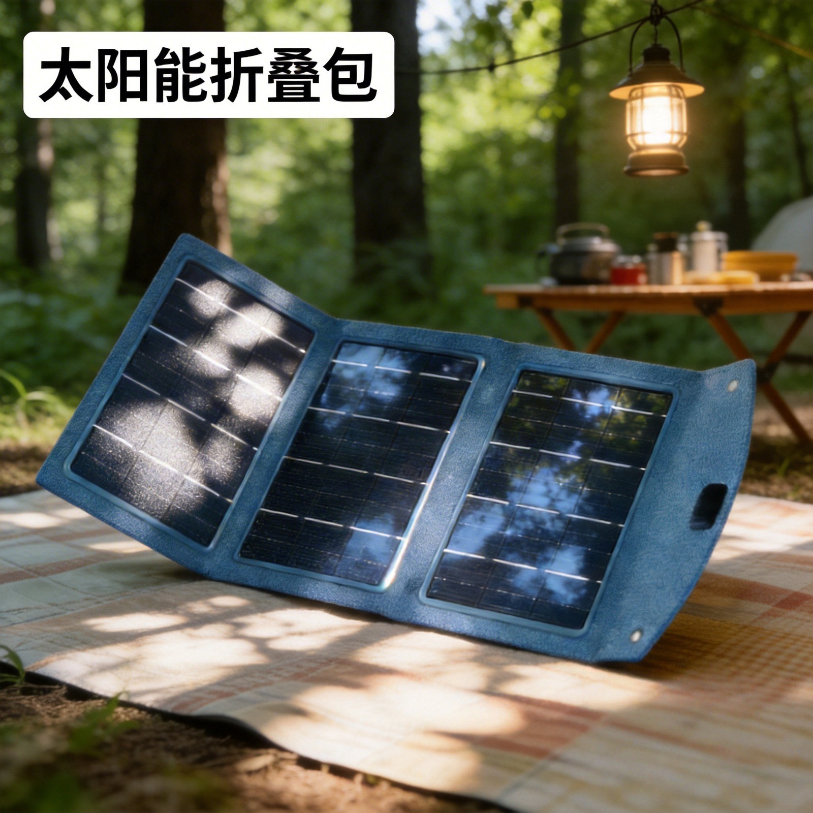 Directly from the manufacturer: solar-powered folding power bank, outdoor emergency power source, LED lighting, suitable for mobile phones and cameras, portable power generator