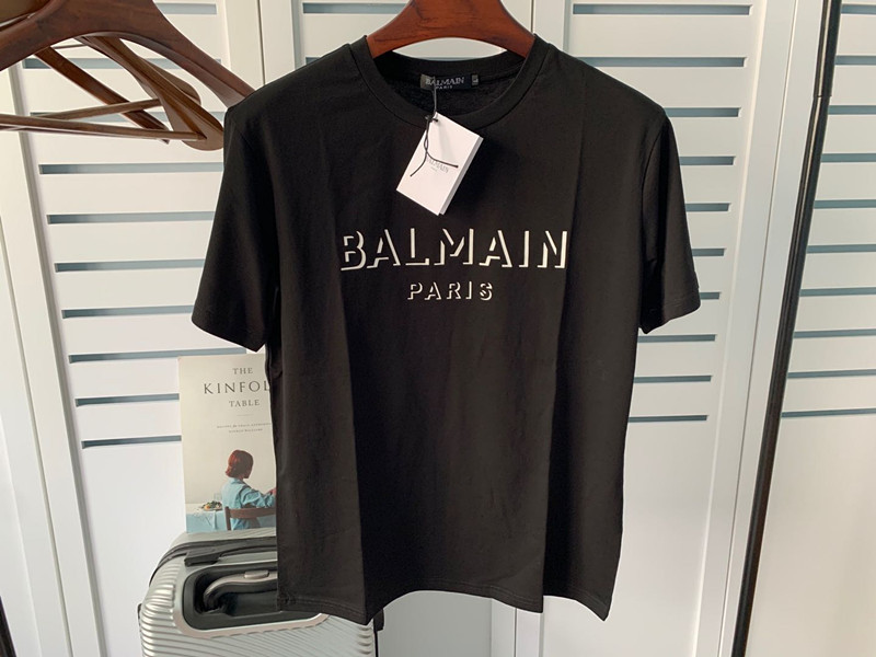 Spring and Summer New Balmain Cotton Lettered Loose T-Shirt Ins Couple Style Tee Short Sleeve