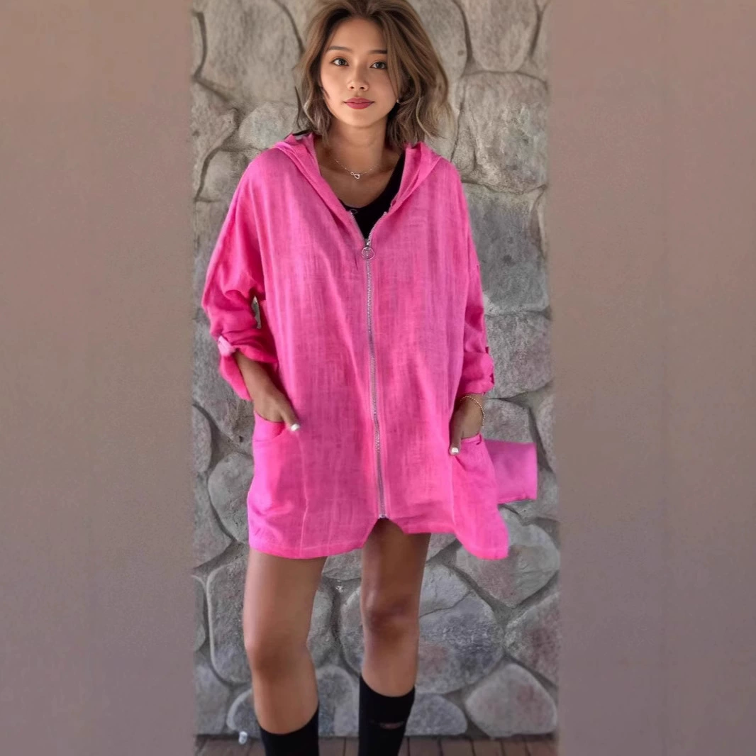 2025 Весна-Лето Европейская и Американская Новая Женская Повседневная Куртка-худи с Молнией и Вставками от Amazon Independent Station