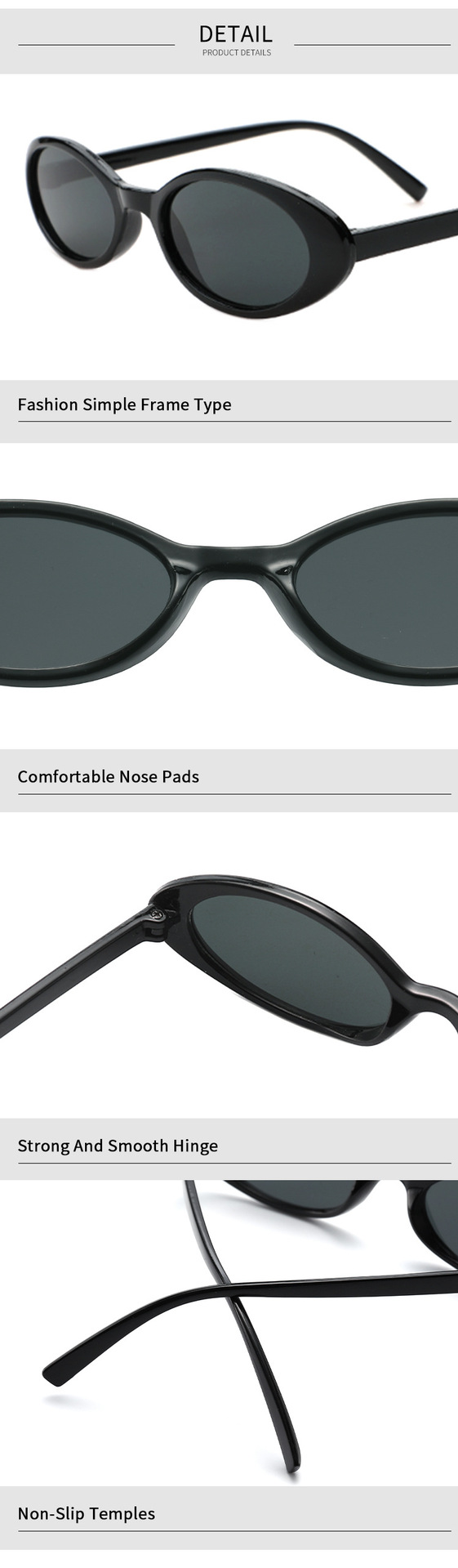 2023 New Vintage Small Frame Sunglasses Fashion Black Tea Oval Frame Cyber Celebrity Sunscreen Glasses Men's and Women's Sunglasses_voghion.com