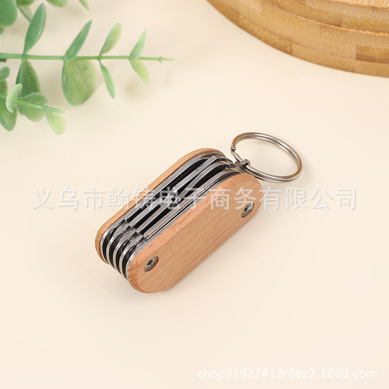 工厂直供不锈钢多功能小刀榉木多功能小刀钥匙扣小刀折叠携带小刀