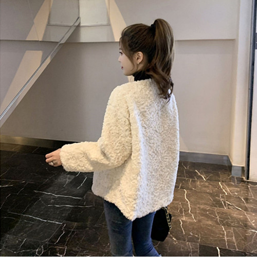 Women's 420# Lamb Fleece Jacket  New Arrival Korean Style Student Fleece Lined Outerwear for Autumn and Winter