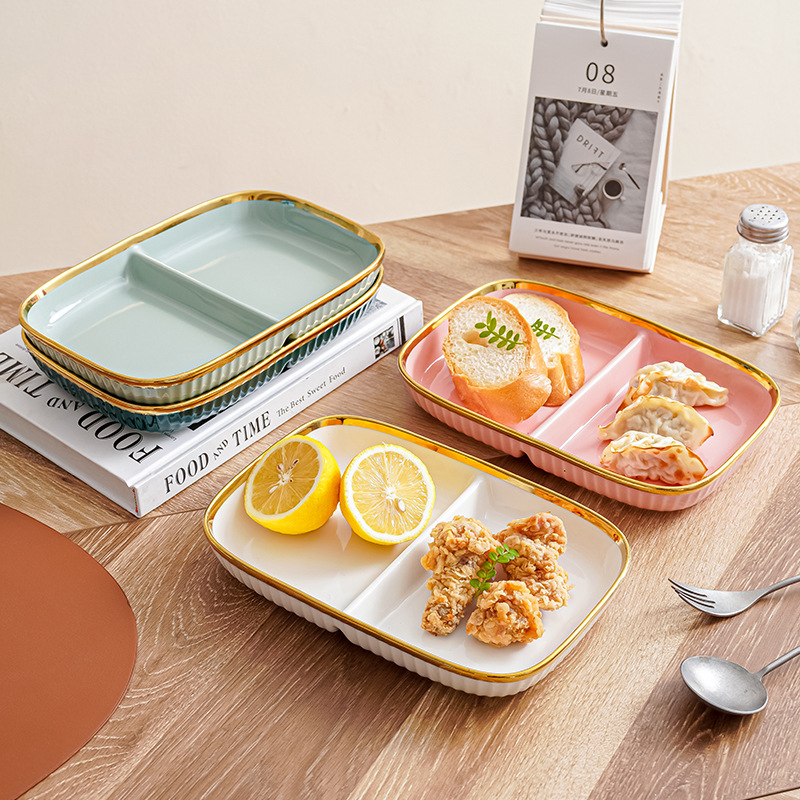 Plato de cena dividido plato de fruta ins estilo separado bandeja de cerámica hogar internet celebridad plato desayuno plato una persona comida vajilla