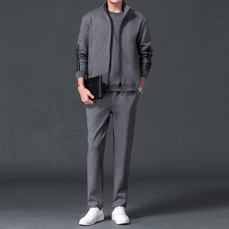 Trajes deportivos de tres barras transfronterizos de primavera y otoño ropa deportiva casual delgada de mediana edad papá dos pantalones recto